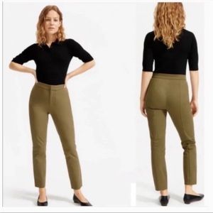 Everlane Fixed-Waist Stretch Cotton Olive Pant Size 12